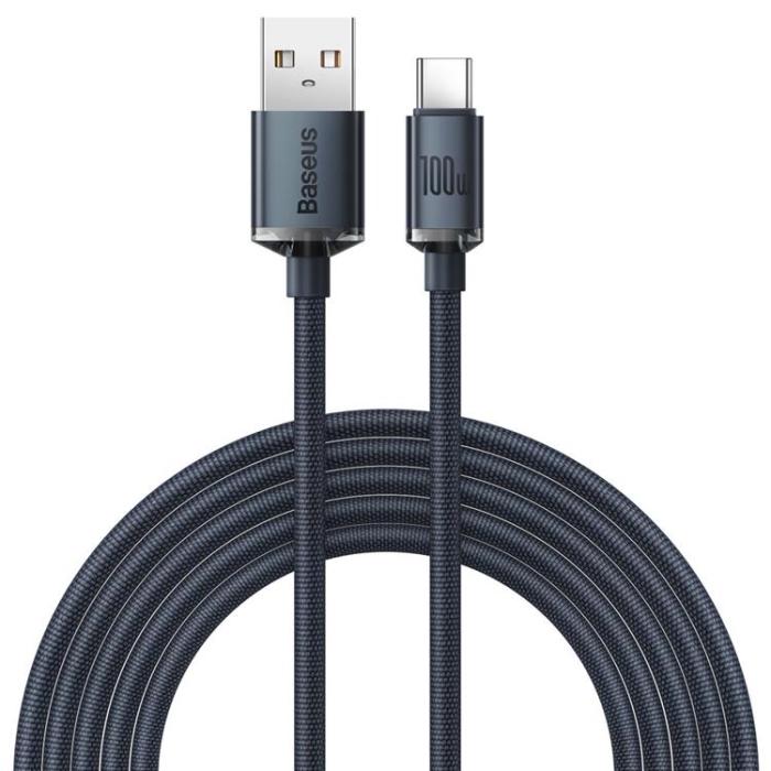BASEUS - Baseus Crystal USB-C till USB-A kabel 100W 2m - Svart