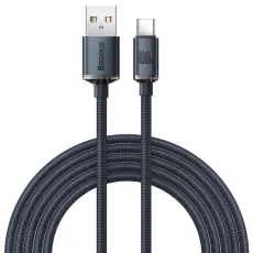 BASEUS - Baseus Crystal USB-C till USB-A kabel 100W 2m - Svart
