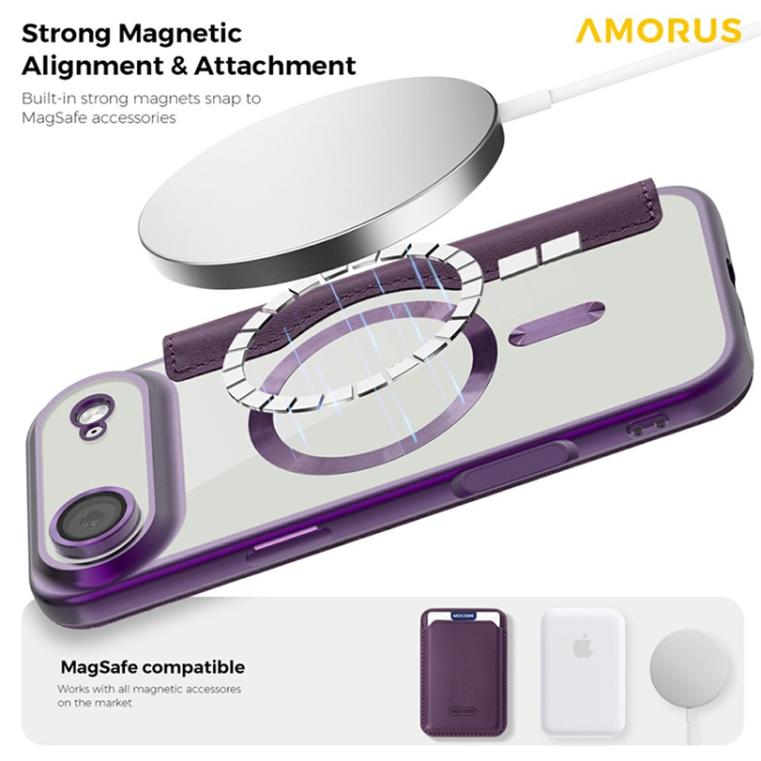 Amorus - AMORUS iPhone Air Plånboksfodral MagSafe RFID - Lila