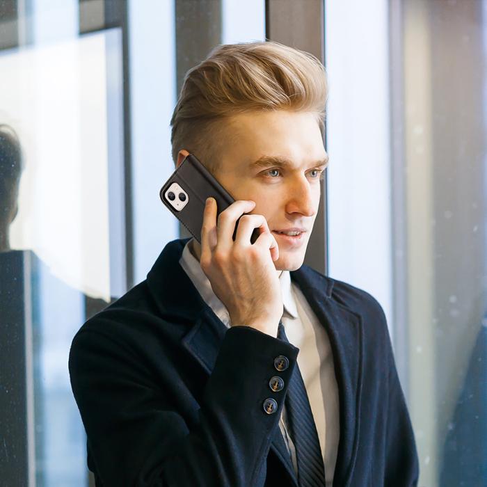 Dux Ducis - Dux Ducis iPhone 14 Plånboksfodral Äkta Läder Hivo Flip - Svart