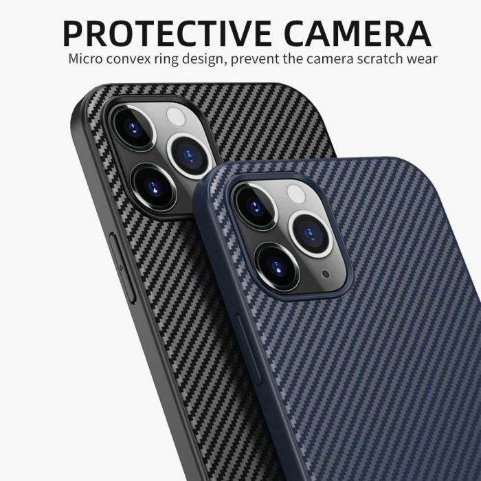 iPaky - IPAKY Carbon Fiber Skal iPhone 12 Mini - Svart