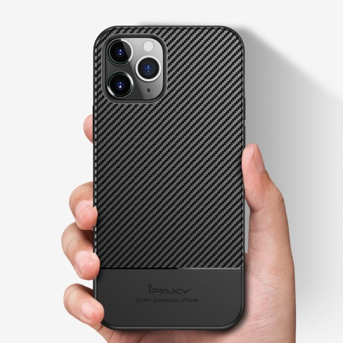 iPaky - IPAKY Carbon Fiber Skal iPhone 12 Mini - Svart