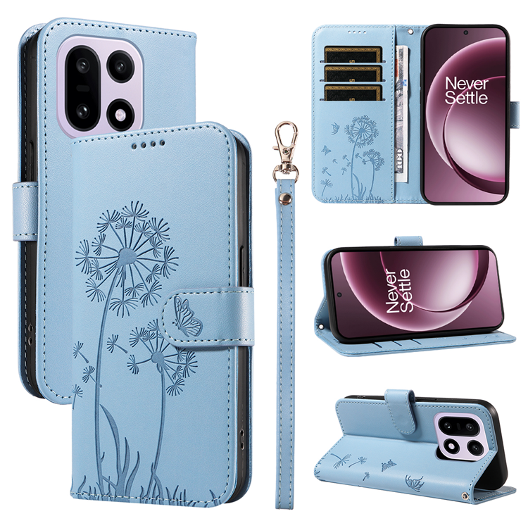 OnePlus 15 Plånboksfodral Dandelion Imprint Konstläder (Himmelsblå) | 2353 | AlltMobil
