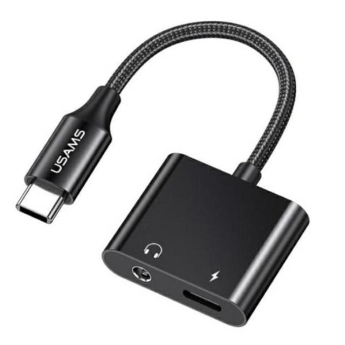 USAMS - USAMS USB-C till Ljudadapter PD 60W - Svart