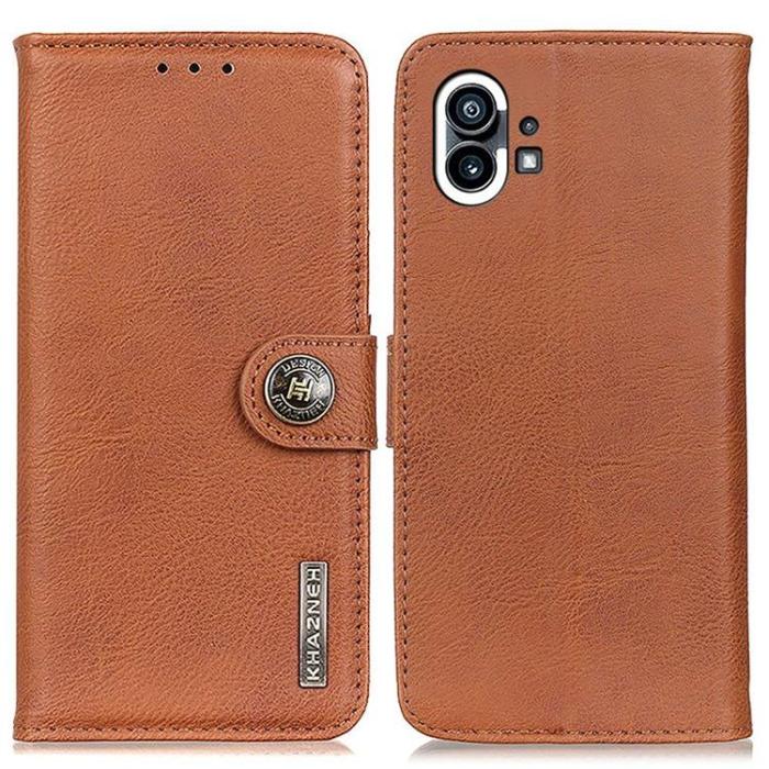 KHAZNEH - KHAZNEH Nothing Phone 1 Plånboksfodral Folio Flip - Brun