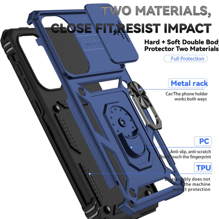 A-One Brand - Galaxy A36/A56 Mobilskal Kickstand PC + TPU - Blå