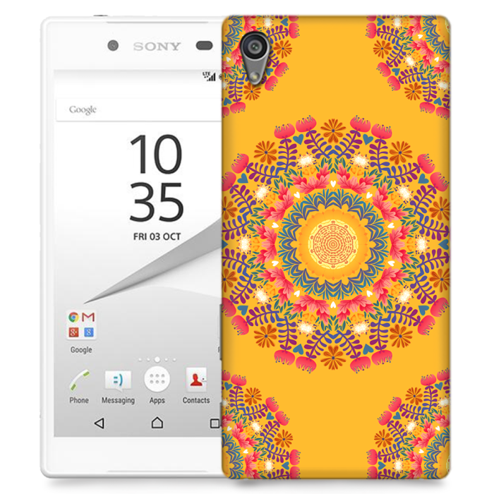 UTGATT5 - Skal till Sony Xperia Z5 - Blommigt mönster - Orange