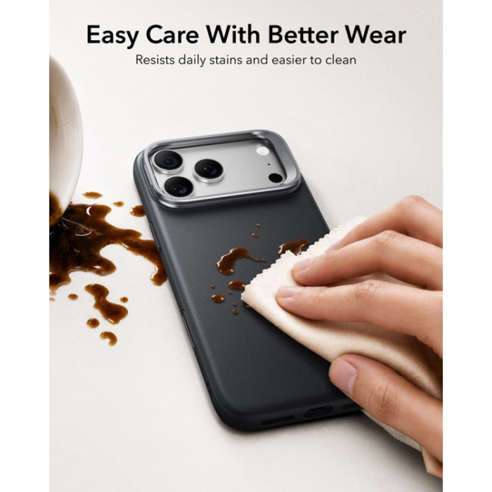 ESR - ESR Mobilskal För iPhone 18 Pro Max/17 Pro Max Magsafe Läder Kickstand - Svart