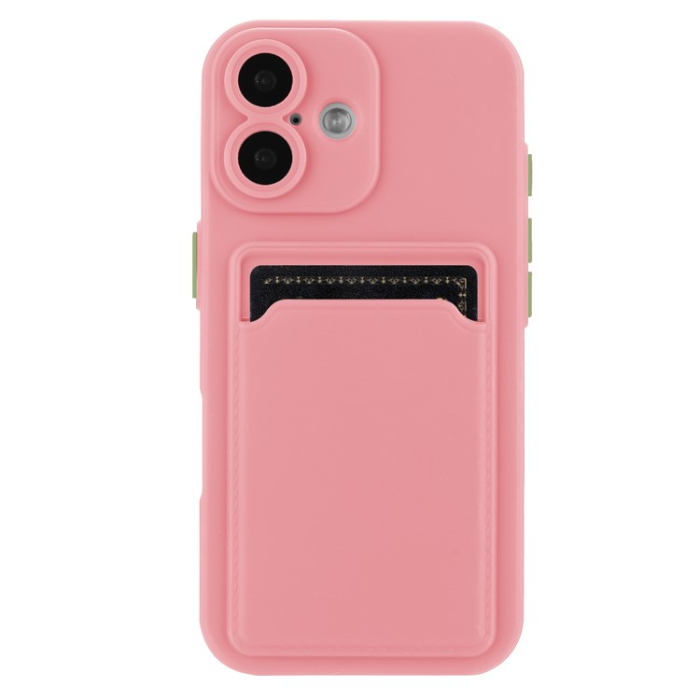 A-One Brand - iPhone 16 Plus Mobilskal Korthållare TPU - Rosa