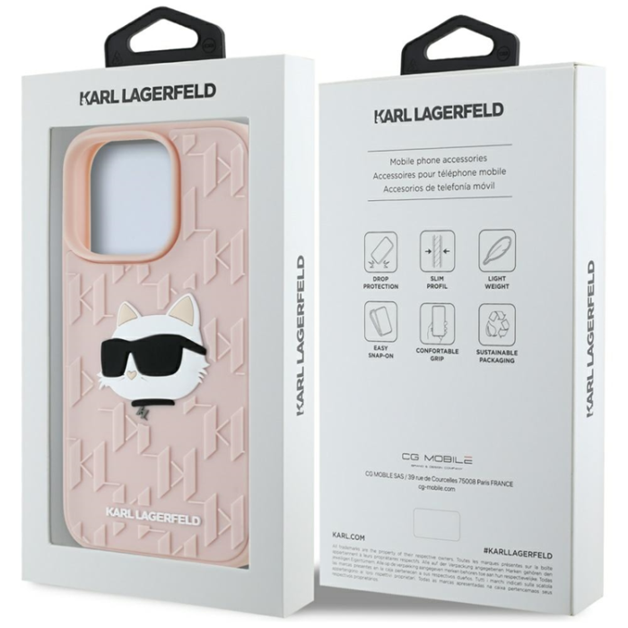 KARL LAGERFELD - Karl Lagerfeld iPhone 16 Pro Mobilskal Rubber Monogram - Rosa