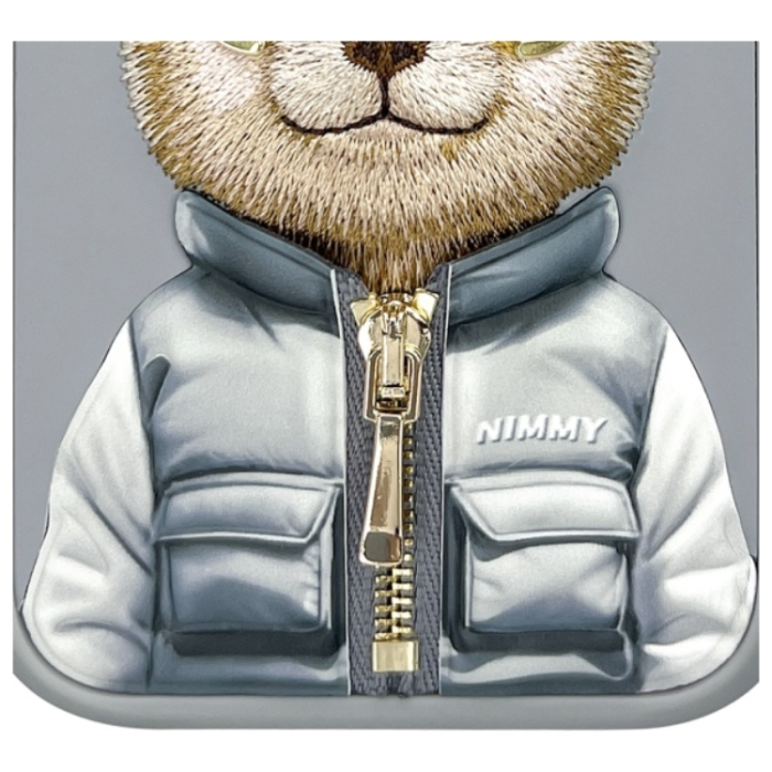 NIMMY - Nimmy iPhone 15 Pro Mobilskal Cool & Cute 2.0 Bear - Grå