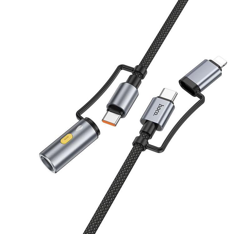 Hoco USB-C/Lightning Till USB-C Cigarettändare 60W 3A Kabel 1.2m U138 - Svart | 3541 | AlltMobil