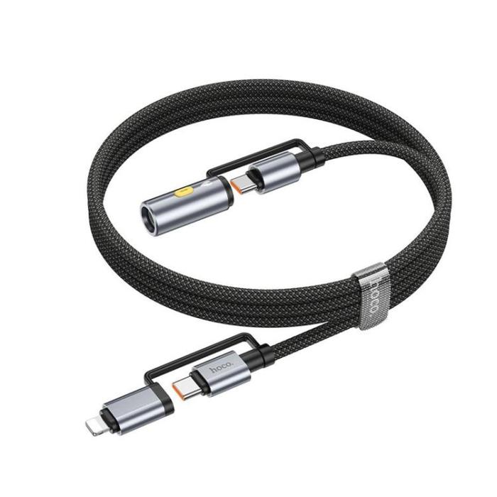 Hoco - Hoco USB-C/Lightning Till USB-C, Cigarettändare 60W 3A Kabel 1.2m U138 - Svart