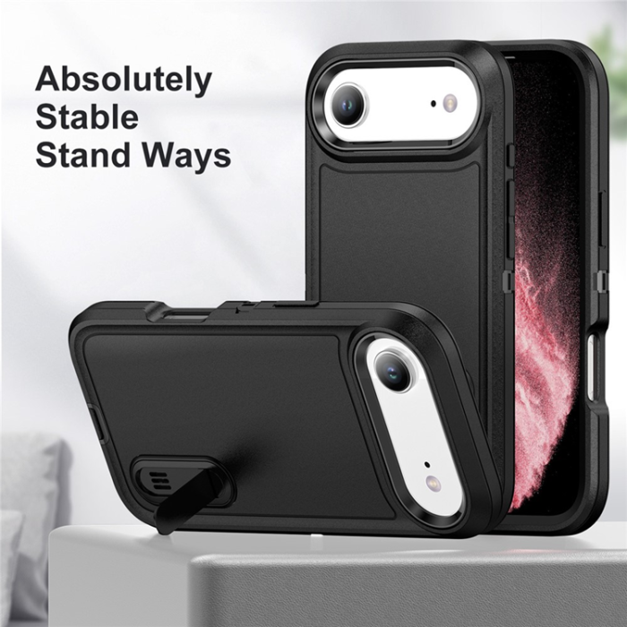 A-One Brand - iPhone 17 Air Mobilskal Kickstand Silikon - Svart