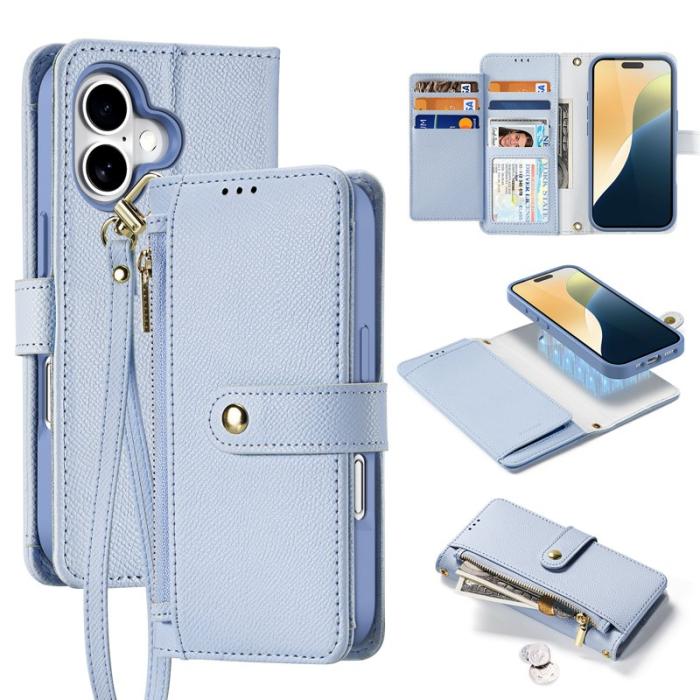 Dux Ducis - DUX DUCIS Lawa Series iPhone 16 Plus Plånboksfodral Äkta läder - Blå