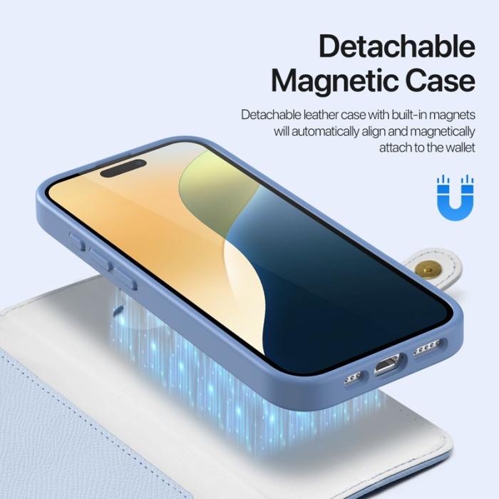 Dux Ducis - DUX DUCIS Lawa Series iPhone 16 Plus Plånboksfodral Äkta läder - Blå