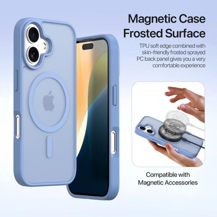 Dux Ducis - DUX DUCIS Lawa Series iPhone 16 Plus Plånboksfodral Äkta läder - Blå