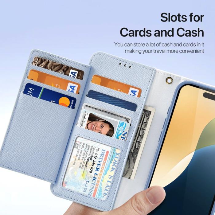 Dux Ducis - DUX DUCIS Lawa Series iPhone 16 Plus Plånboksfodral Äkta läder - Blå