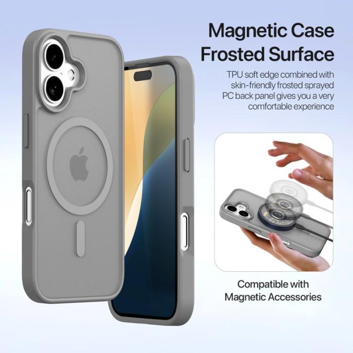 Dux Ducis - DUX DUCIS Lawa Series iPhone 16 Plus Plånboksfodral Äkta läder - Grå
