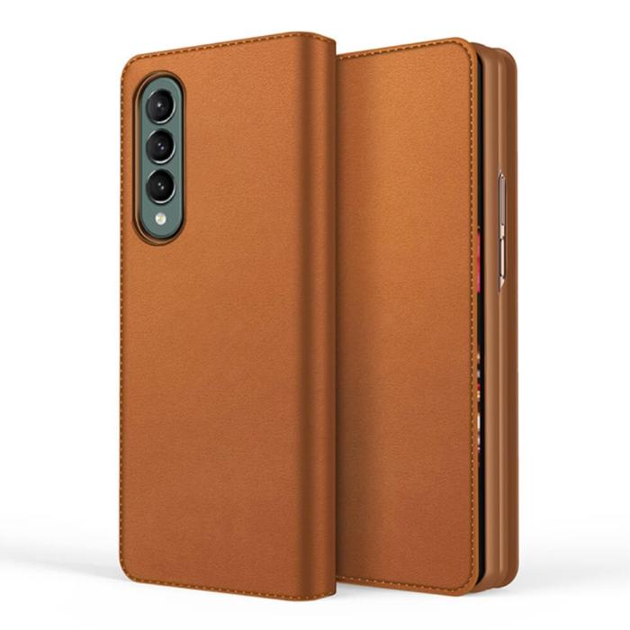 A-One Brand - Äkta Läder plånboksfodral Samsung Galaxy Z Fold 3 - Brun