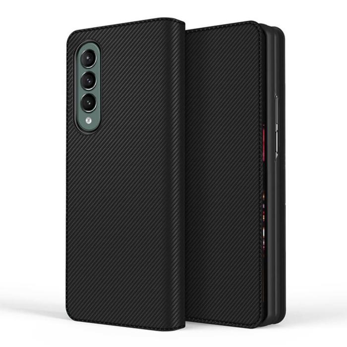 A-One Brand - Carbon Fiber Plånboksfodral Samsung Galaxy Z Fold 3 - Svart