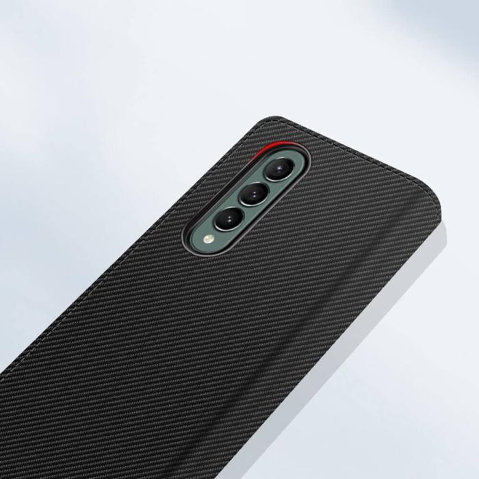 A-One Brand - Carbon Fiber Plånboksfodral Samsung Galaxy Z Fold 3 - Brun