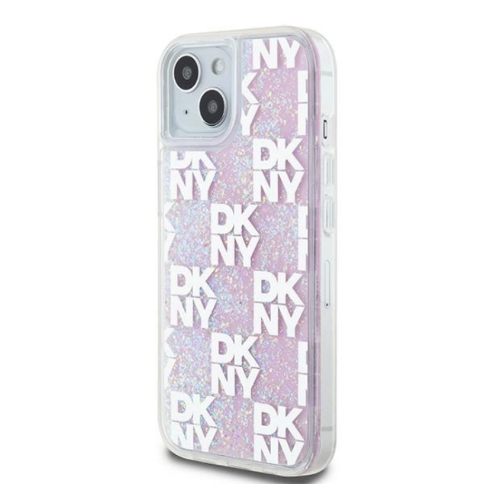 DKNY - DKNY iPhone 14 Mobilskal Liquid Glitter Multi Logo - Rosa