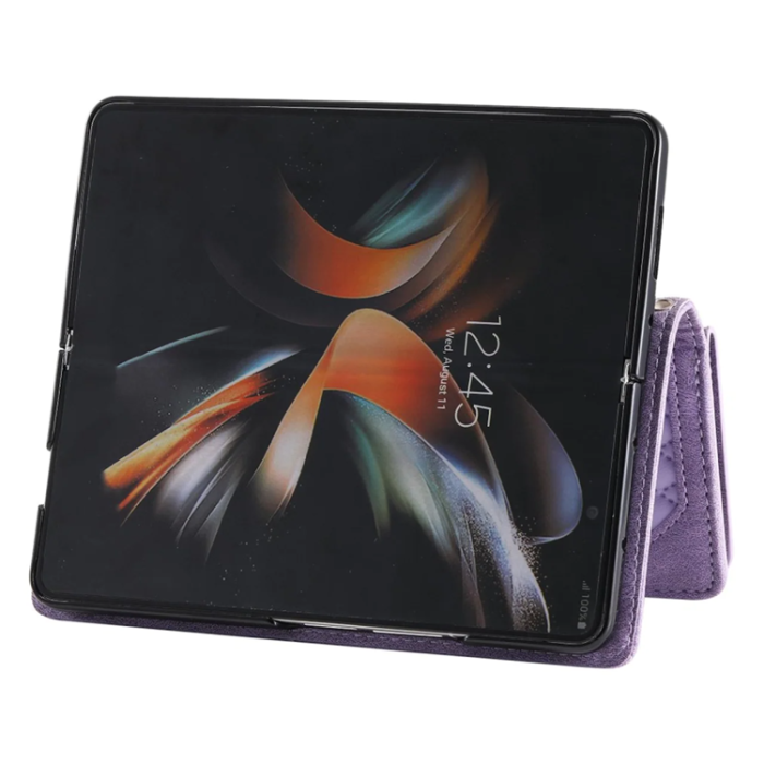 A-One Brand - Galaxy Z Fold 4 Plånboksfodral Rhombus Grid - Lila