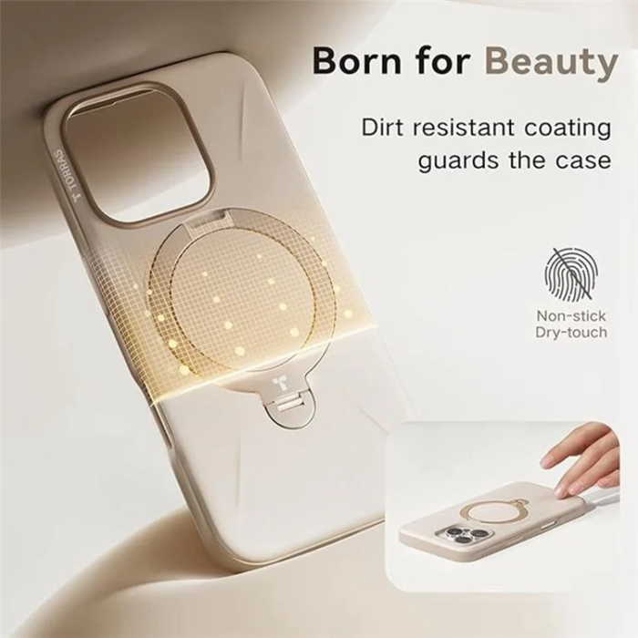 Torras - Torras iPhone 16 Mobilskal Magsafe Ostand Q Pro - Guld