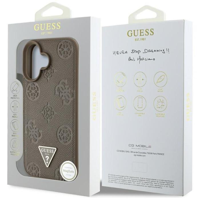 Guess - Guess iPhone 16 Mobilskal MagSafe Hot Stamp Peony Triangle