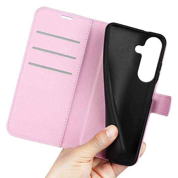 OEM - Litchi Samsung Galaxy S26 Plånboksfodral Konstläder Stötskydd - Rosa