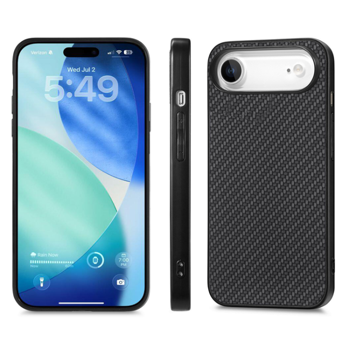 A-One Brand - iPhone Air Mobilskal Carbon Fiber PU Läder - Svart