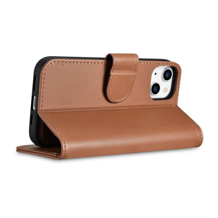 ICARER - iCarer iPhone 14 Plånboksfodral 2in1 Äkta Läder - Brun