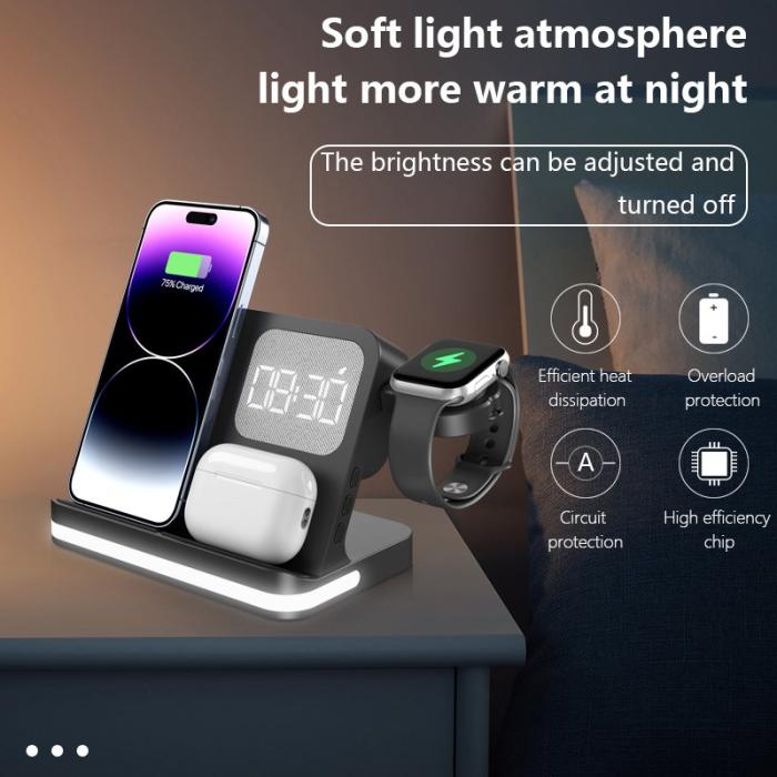 OEM - B-22 3-i-1 Trådlös Laddare 15W för iPhone, Apple Watch, AirPods