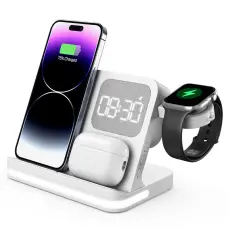 OEM - B-22 3-i-1 Tr&aring;dl&ouml;s Laddare 15W f&ouml;r iPhone, Apple Watch, AirPods