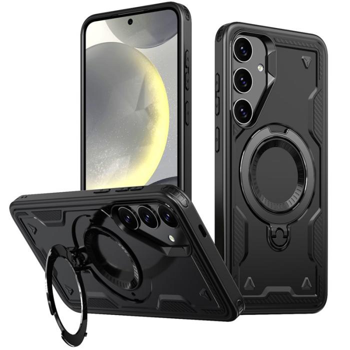 N/A - Mobilskal till Samsung Galaxy S25/S24 Plast Militärskydd Kickstand - Svart