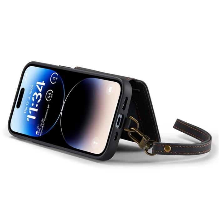 Caseme - CASEME iPhone 14 Pro Max Plånboksfodral C20 Zipper Kickstand - Svart