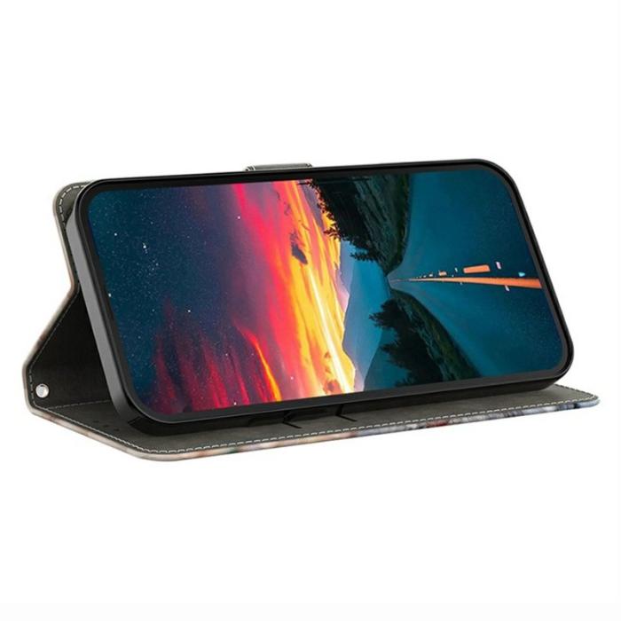 OEM - Samsung Galaxy A57 Plånboksfodral Konstläder Mönstertryck - Rosa Fjäril