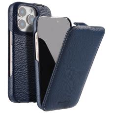 Melkco - MELKCO Mobilskal till iPhone 16 Pro MagSafe Vertikalt Flip &Auml;kta L&auml;der Bl&aring;