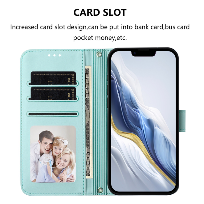 A-One Brand - iPhone 16 Pro Max Plånboksfodral Läder med Handledsrem - Mintgrön