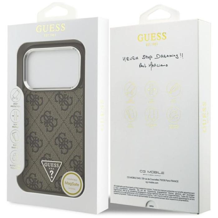 Guess - Guess iPhone 17 Pro Mobilskal MagSafe 4G Triangle Logo - Brun