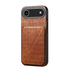 A-One Brand - iPhone 17 Air Mobilskal Korthållare Crocodile Textured - Brun