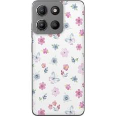 iSecrets - Mobilskal till Motorola Moto G15 Power med Blommor och fj&auml;rillar