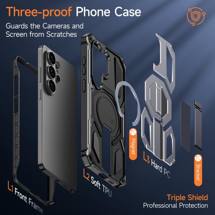 OEM - Mobilskal för Samsung Galaxy S26 Ultra Magnetiskt Kickstand PC + TPU - Grå