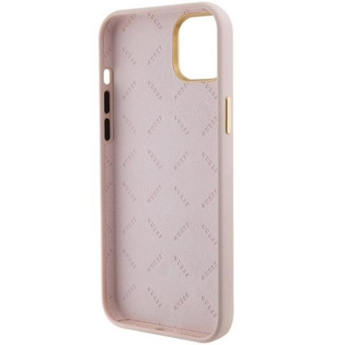 Guess - Guess iPhone 15 Mobilskal Silikon Logo Strass - Rosa