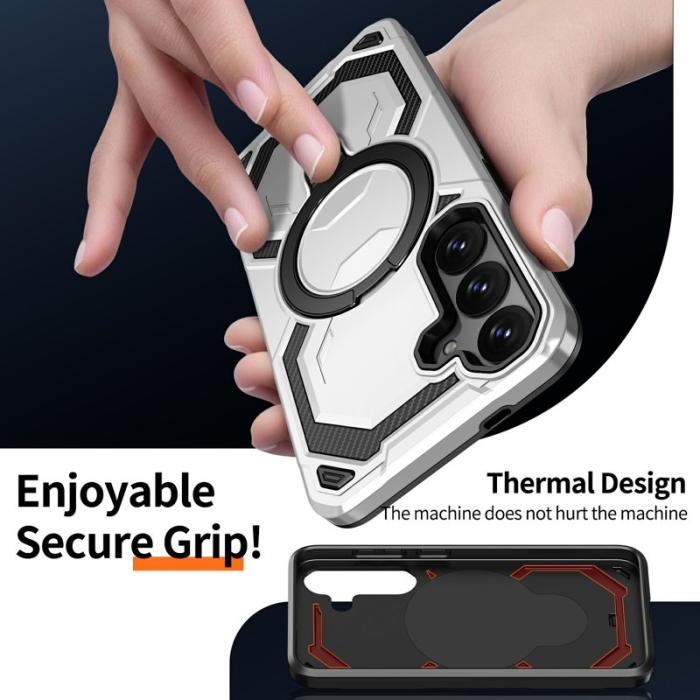 OEM - Mobilskal för Samsung Galaxy S26 Magnetiskt Ring Kickstand PC + TPU - Grå