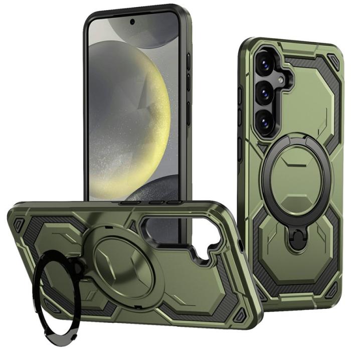 OEM - Mobilskal för Samsung Galaxy S26 Magnetiskt Ring Kickstand PC + TPU - Grön
