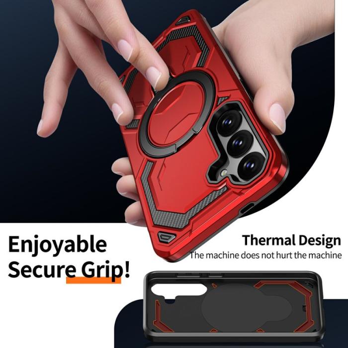 OEM - Mobilskal för Samsung Galaxy S26 Magnetiskt Ring Kickstand PC + TPU - Röd