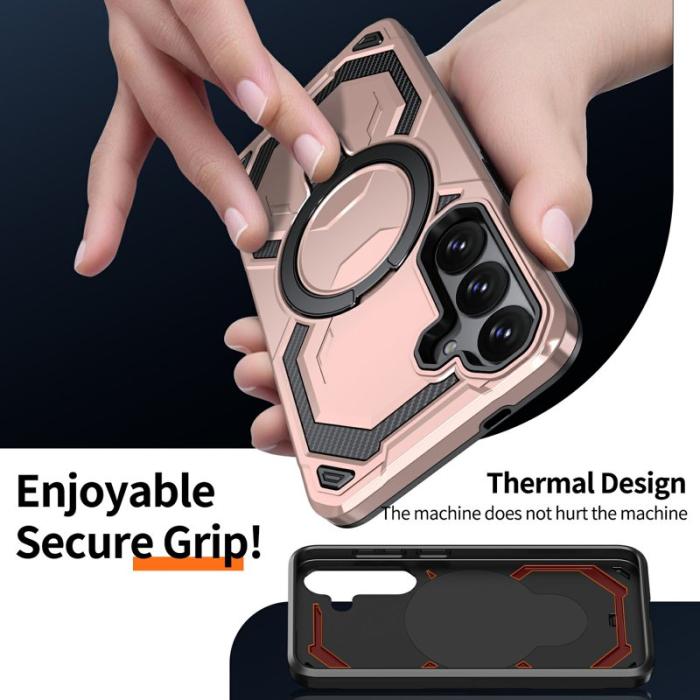 OEM - Mobilskal för Samsung Galaxy S26 Magnetiskt Ring Kickstand PC + TPU - Roséguld