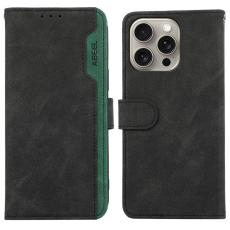 ABEEL - ABEEL iPhone 13 Pro Pl&aring;nboksfodral RFID-Skydd Konstl&auml;der Svart